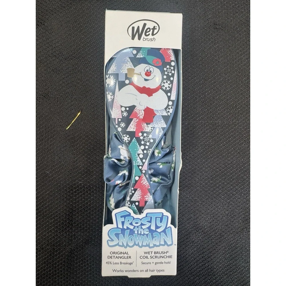 Original Detangler Wet Holiday Hair Brush Frosty the Snowman &‎ Scrunchy Set NIB